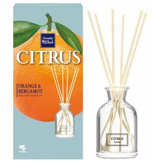 Ароматический диффузор для дома Kobayashi ORANGE FRUITS «Апельсин» стеклянный флакон + наполнитель + палочки 70мл