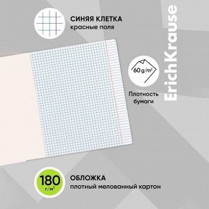 Тетрадь 12 листов в клетку ErichKrause «Классика» Bright, обложка мелованный картон, зелёная
