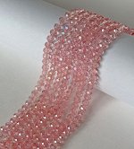 Бусины-рондели, 6 мм, розовый с АВ, около 95 шт./низка