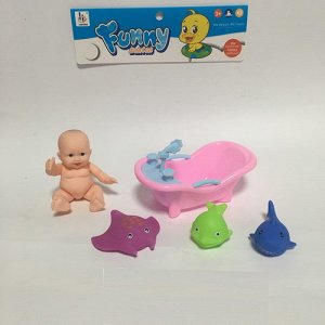 Пупс в ванночке , с рыбками ,пак. 23*18 см