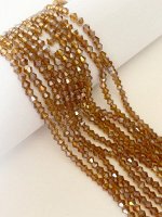 Бусины-биконусы стеклянные, 4 мм, кофейный с АВ, около 85 шт./низка