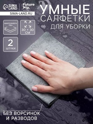 Салфетки для уборки Future Alp Multilayer, 2 шт., микрофибра, ПВА, 30x30 см, серые