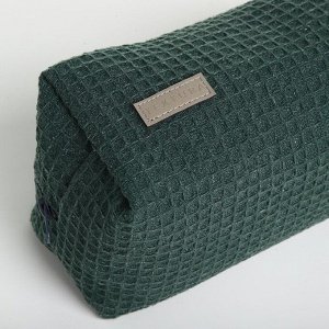 Косметичка женская на молнии TEXTURA, объёмная, большая, мягкая, зелёная