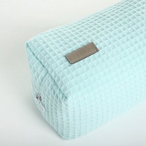 Косметичка женская на молнии TEXTURA, объёмная, большая, мягкая, бирюзовая