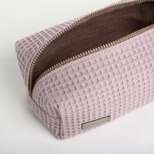 Косметичка женская на молнии TEXTURA, объёмная, большая, мягкая, розовая