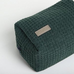Косметичка женская на молнии TEXTURA, объёмная, средняя, мягкая, вафельная текстура, зелёная