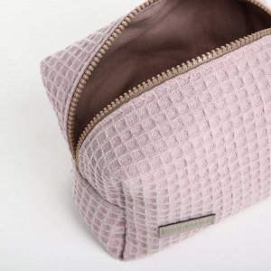 Косметичка женская на молнии TEXTURA, объёмная, средний размер, мягкая, розовая