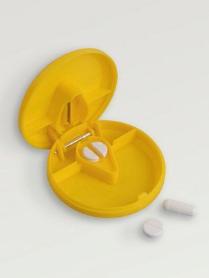 Таблетница с таблеторезкой, d=7x2.3 см, 1 секция, МИКС