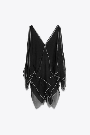 топ ЦВЕТ как на первом фото АССИМЕТРИЧНЫЙ ТОП КОЛЛЕКЦИЯ ZW (ASYMMETRISCHES TOP ZW COLLECTION) ЖЕНСКАЯ КОЛЛЕКЦИЯ ZARA Топ с V-образным вырезом и рукавами-накидками. Деталь из слоев одинаковой ткани и к