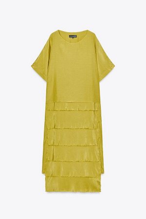 платье ЦВЕТ как на первом фото ПЛАТЬЕ С ПЛАТЬЯМИ КОЛЛЕКЦИЯ ZW (KLEID MIT VOLANTS ZW COLLECTION) ЖЕНСКАЯ КОЛЛЕКЦИЯ ZARA Платье средней длины из вискозы и хлопка. Круглый вырез и короткие рукава. Низ с 
