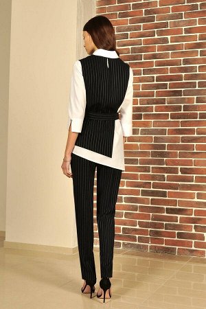 Комплект Комплект МиА-Мода 956-1 черный 
Состав ткани:Блуза: Спандекс-3%; Хлопок-97%; Костюм: ПЭ-95%; Эластан-5%; 
Рост: 164 см.

Молодежный комплект с поясом состоит из жилета на подкладке, блузки, 