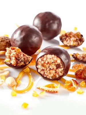 Конфеты грильяж Shoco Rolls с арахисом, изюмом, цукаты апельсина и медом 135г