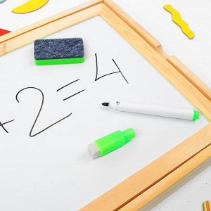 Конструктор магнитный «Весёлые человечки» с двухсторонней доской, мелом и маркером, 71 элемент