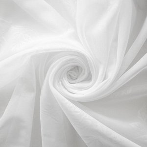 Тюль вуаль с тиснением «Роза» 200х260 см, белый, пэ 100%