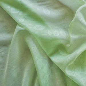 Тюль, размер 150х260 см, тиснение листья, цвет светло-зелёный, вуаль