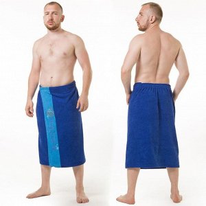 Килт(юбка) мужской махровый, с вышивкой, 70х160 см, цвет синий