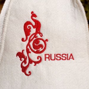 Шапка для бани "Russia" белая