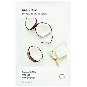 Innisfree Its Real Squeeze Mask Coconut Увлажняющая тканевая маска Кокос 20 мл