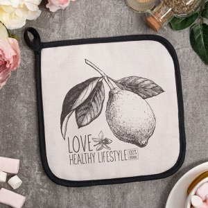 Прихватка "Love healthy"  19х19 саржа,100% х/л,ватин 250г/м2