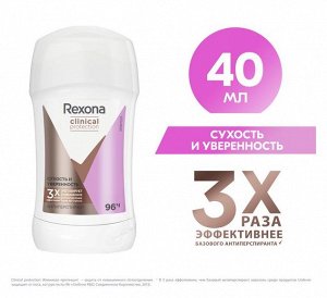 Rexona Clinical Protection антиперспирант-стик женский Сухость и Уверенность, защита 96 часов, 40 мл