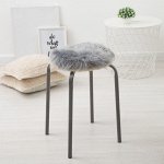 Сидушка на стул меховая Доляна &quot;Пушинка&quot; цв.серый d 30 cm,100% п/э