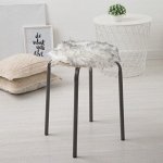 Сидушка на стул меховая Доляна &quot;Пушинка&quot; цв.белый/черный d 30 cm,100% п/э