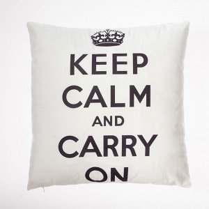 Чехол на подушку  "Keep calm" цв.белый 42 х 42 см, 100% п/э