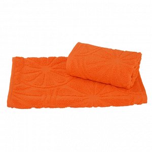 Полотенце махровое жаккардовое 30x50 см 400 г/м2, оранжевый, 100% хлопок