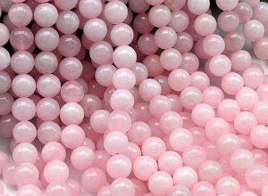 Бусины из розового кварца шарик 10мм, 37см, 36 бусин