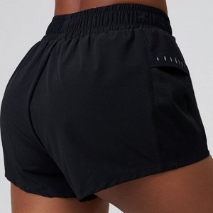 Спортивные двухслойные быстросохнущие шорты для фитнеса, бега, черный