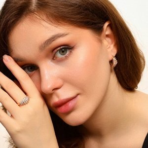 Комплект ювелирной бижутерии коллекция "Дубай"  серьги и кольцо 19 р, покрытие позолота, вставка: фианиты, цвет: прозрачный, арт.213.516-19