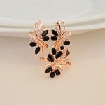 Комплект ювелирной бижутерии коллекция "Дубай" в форме цветов серьги и кольцо 19 р, покрытие позолота, вставка: фианиты, цвет: черный, арт.314.143-19