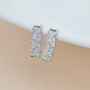 Серьги дорожка ювелирная бижутерия, покрытие посеребрение, вставка: фианиты, цвет: прозрачный, арт.213.605