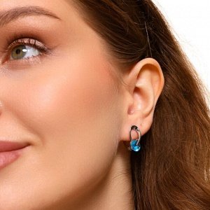 Серьги ювелирная бижутерия покрытие посеребрение, вставка: фианиты, цвет: голубой, арт.314.306