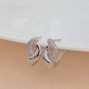 Серьги ювелирная бижутерия, покрытие посеребрение, вставка: фианиты, цвет: прозрачный, арт.213.564