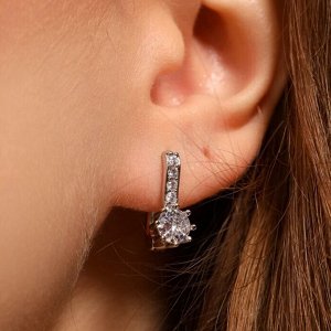Серьги ювелирная бижутерия, покрытие посеребрение, вставка: фианиты, цвет: прозрачный, арт.213.596