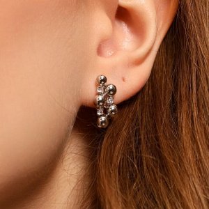 Серьги ювелирная бижутерия, покрытие посеребрение, вставка: фианиты, цвет: прозрачный, арт.213.597