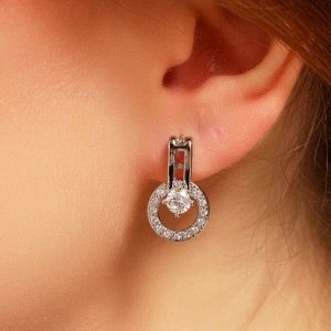 Серьги ювелирная бижутерия коллекция "Дубай", покрытие посеребрение, встака: фианиты, цвет: прозрачный, арт.216.227