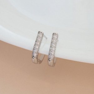 Серьги палочки ювелирная бижутерия, покрытие посеребрение, вставка: фианиты, цвет: прозрачный, арт.213.583