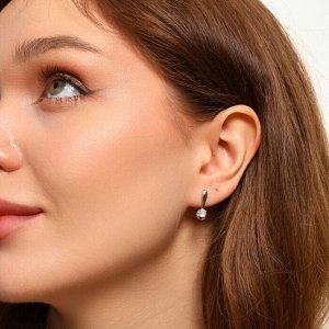 Серьги ювелирная бижутерия, покрытие просеребрение, вставка: фианиты, цвет: прозрачный, арт.213.568