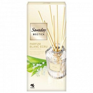 Ароматический диффузор для дома с палочками "Kobayashi PARFUM BLANC ECRU" «Нежные цветы» (рифлёный флакон + наполнитель + палочки) 70 мл / 21