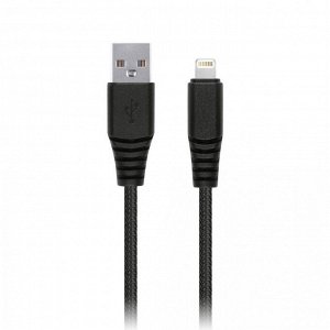 Кабель питания для Айфона (провод для Iphone) USB - 8-pin, "карбон", экстрапрочный, 2.0 м, до 2А, черный (iK-520n-2)
