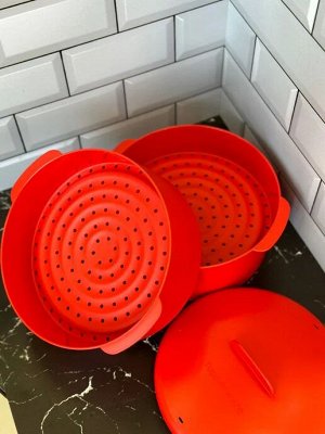 Пароварка двухуровневая красная - Tupperware® в подарочной упаковке.