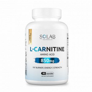 SOLAB L-Carnitine, Л-карнитин. Снимает усталость, способствует похудению. 90 капсул