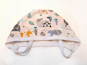Детский чепчик трикотажный ЧТР67 енот и месяц/серый