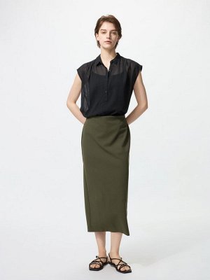 UNIQLO Double Face Narrow Skirt – узкая юбка из двойного джерси - 57 OLIVE