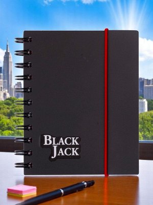 Блокнот МАЛЫЙ ФОРМАТ А6 105х148мм, 150л, гребень, пластик, клетка, BRAUBERG, Black Jack, 125388