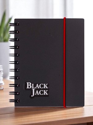 Блокнот МАЛЫЙ ФОРМАТ А6 105х148мм, 150л, гребень, пластик, клетка, BRAUBERG, Black Jack, 125388