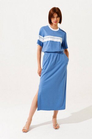 Юбка Выберите рост:  Состав: 60% rayon 31% nylon 09% spandex. Материал трикотаж. Трикотажная юбка с разрезами по бокам. Предлагаем к лонгсливу под артикулом 6.519 или футболке под артикулом 6.501.