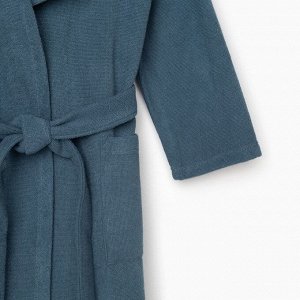 Халат махровый детский Этель «Джентльмен» 32 (110-116 см), морская волна